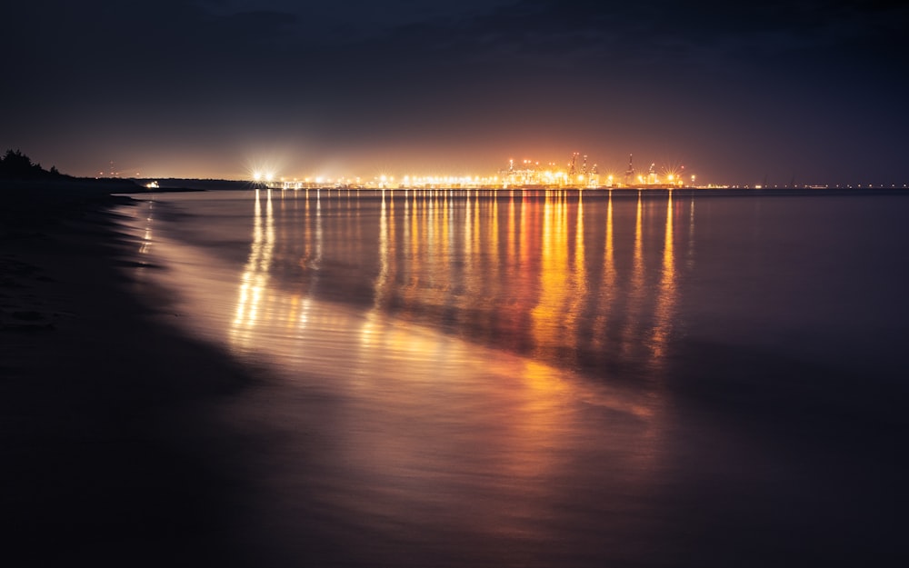 body of water during night time