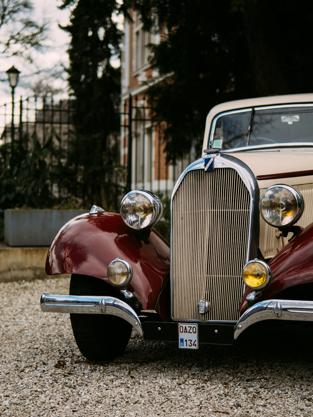 red and silver vintage car