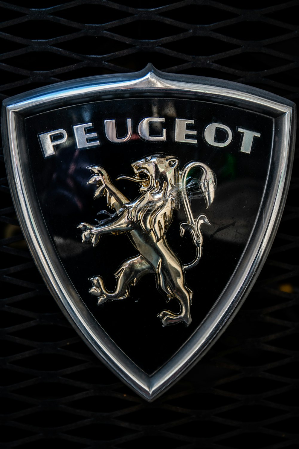 a close up of a badge on a car