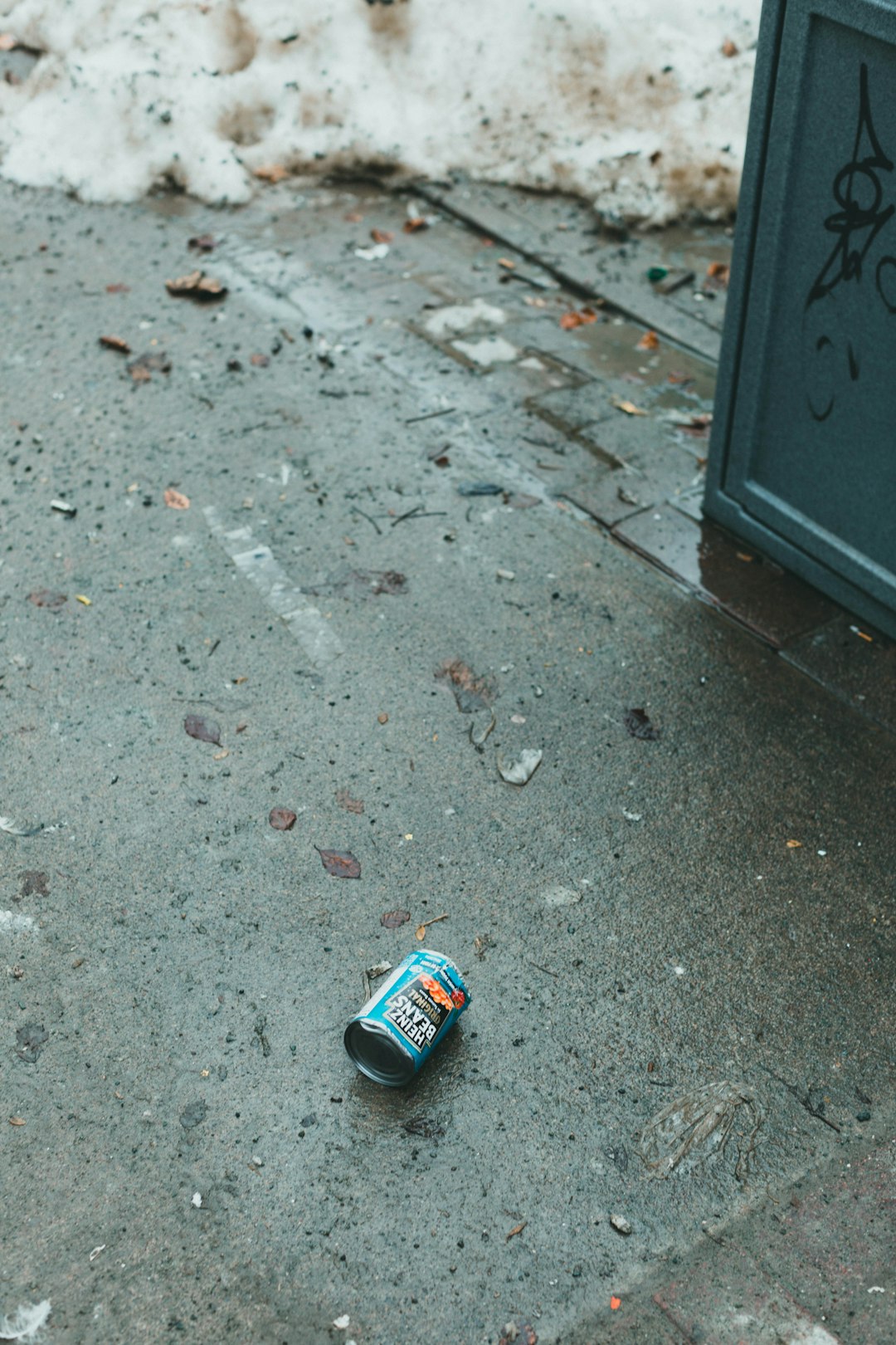 blue and white labeled can