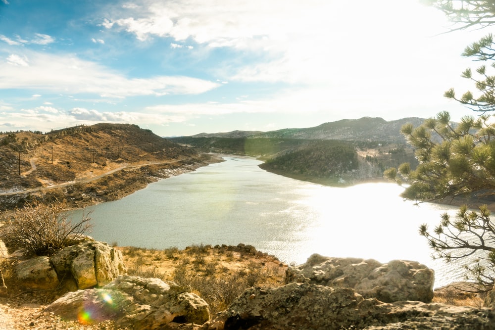 lake in the middle of mountains during daytime