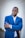 man in blue suit jacket
