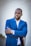 man in blue suit jacket