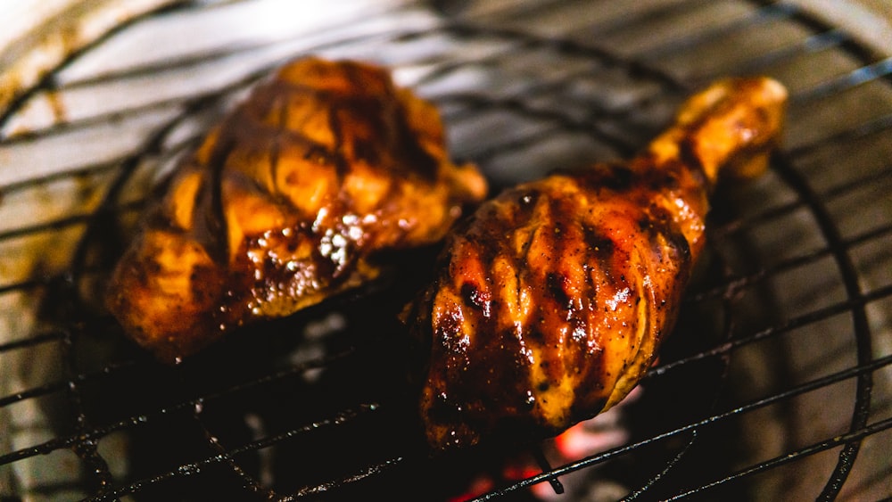 grilled meat on charcoal grill