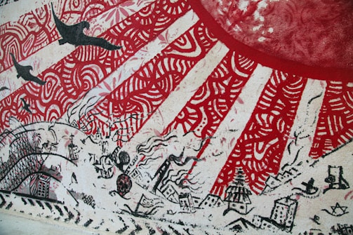 A vibrant mural depicting iconic Polish symbols from 1967 in Southern California.