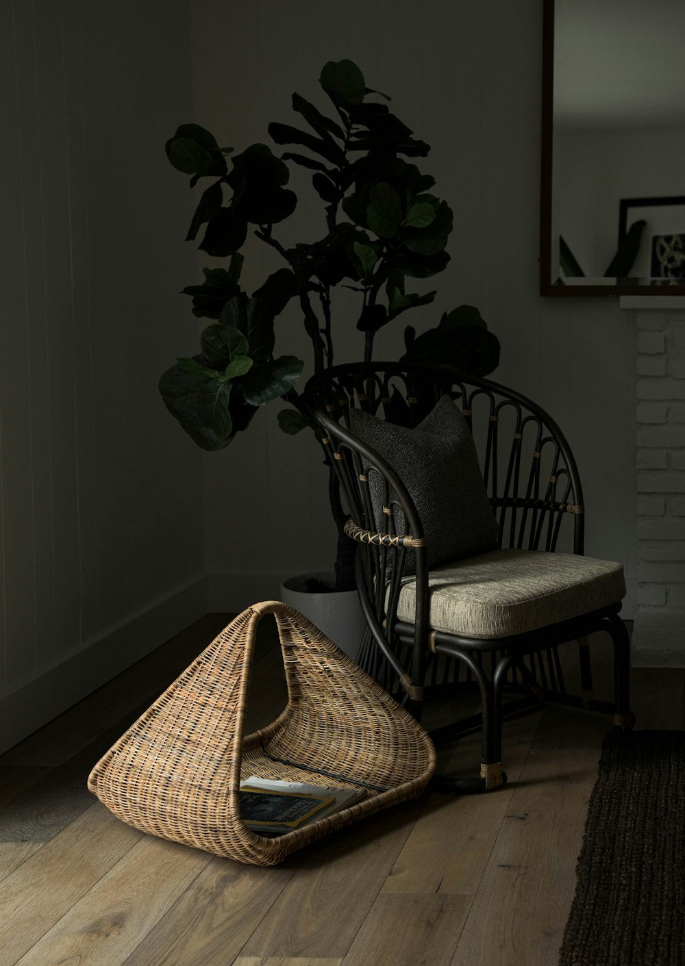 brown wicker basket on brown wooden table