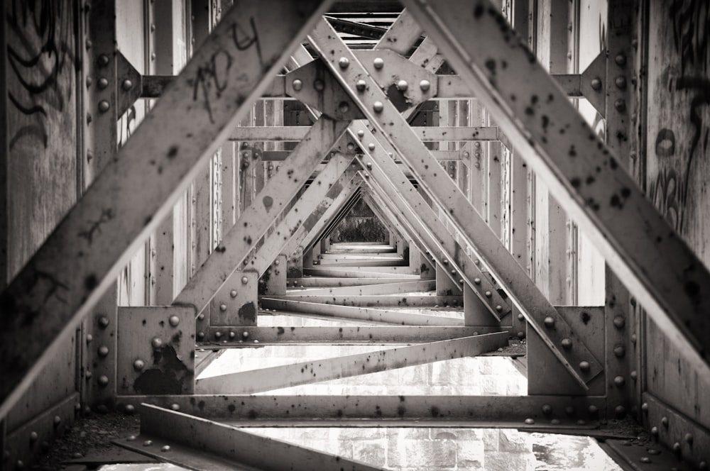 grayscale photo of a staircase