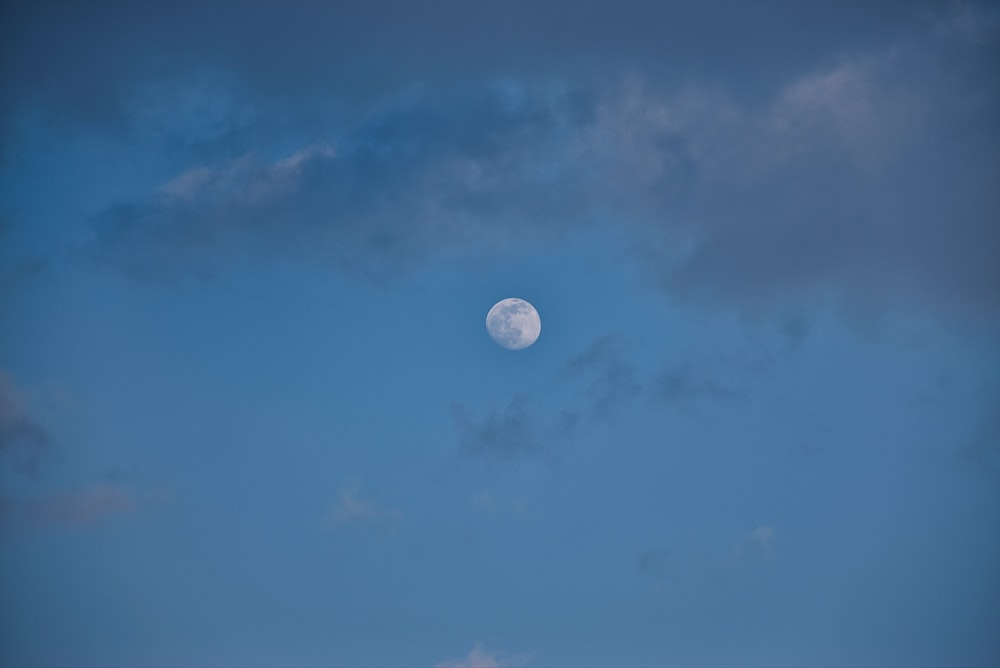 full moon in blue sky