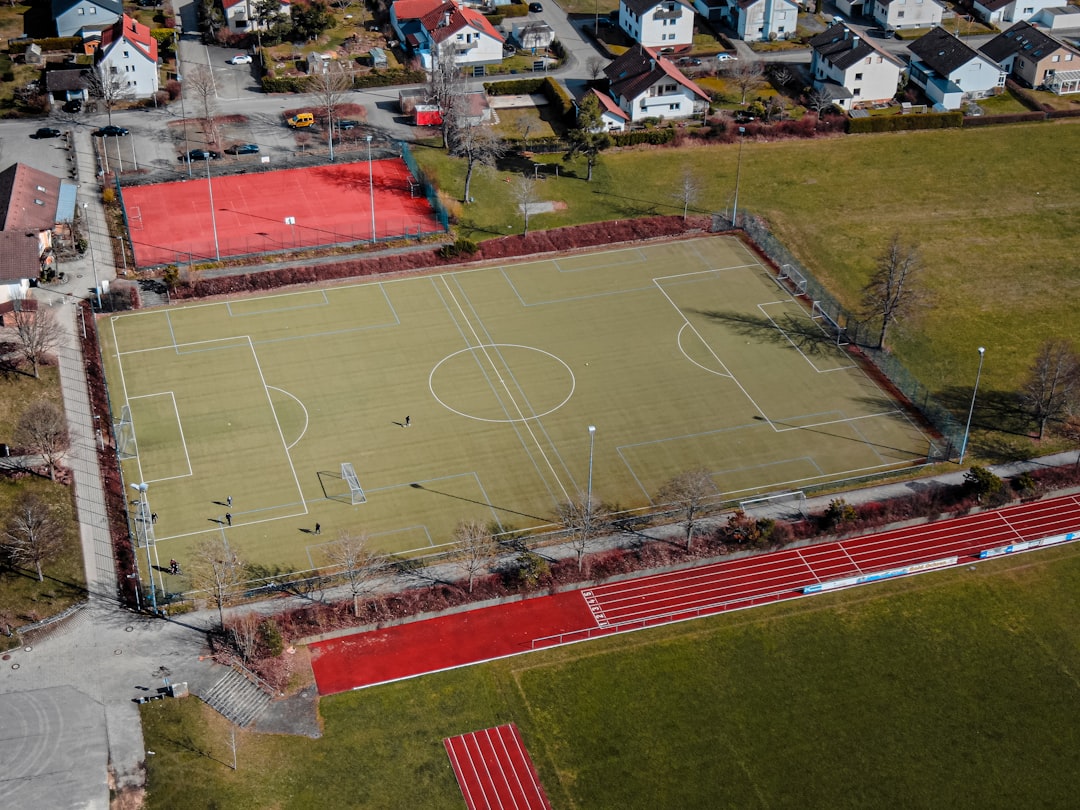 aerial view of football field