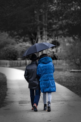 person in black jacket holding umbrella