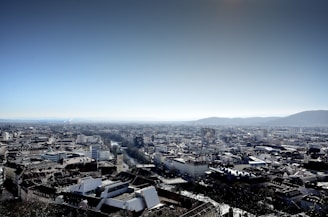 A panoramic view captured by a lunexon drone displaying urban infrastructure from above.
