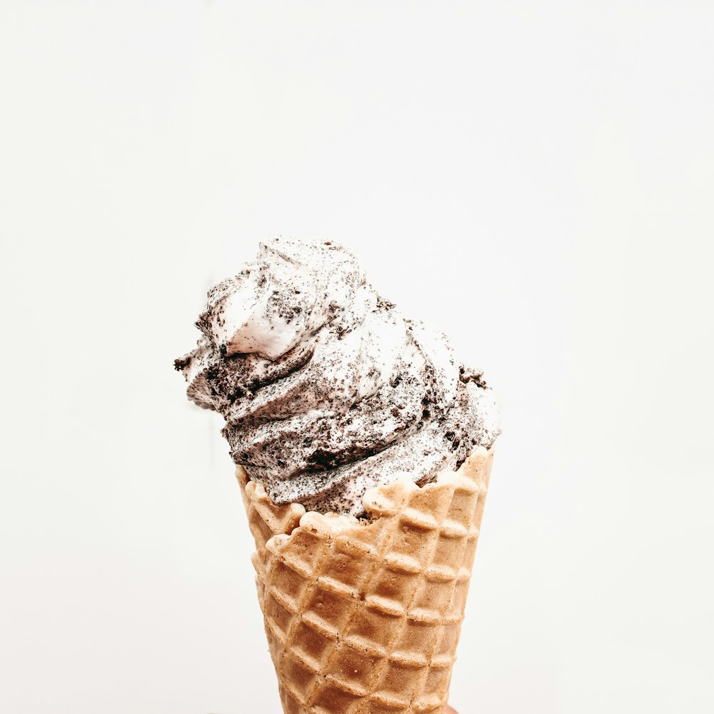ice cream on brown cone