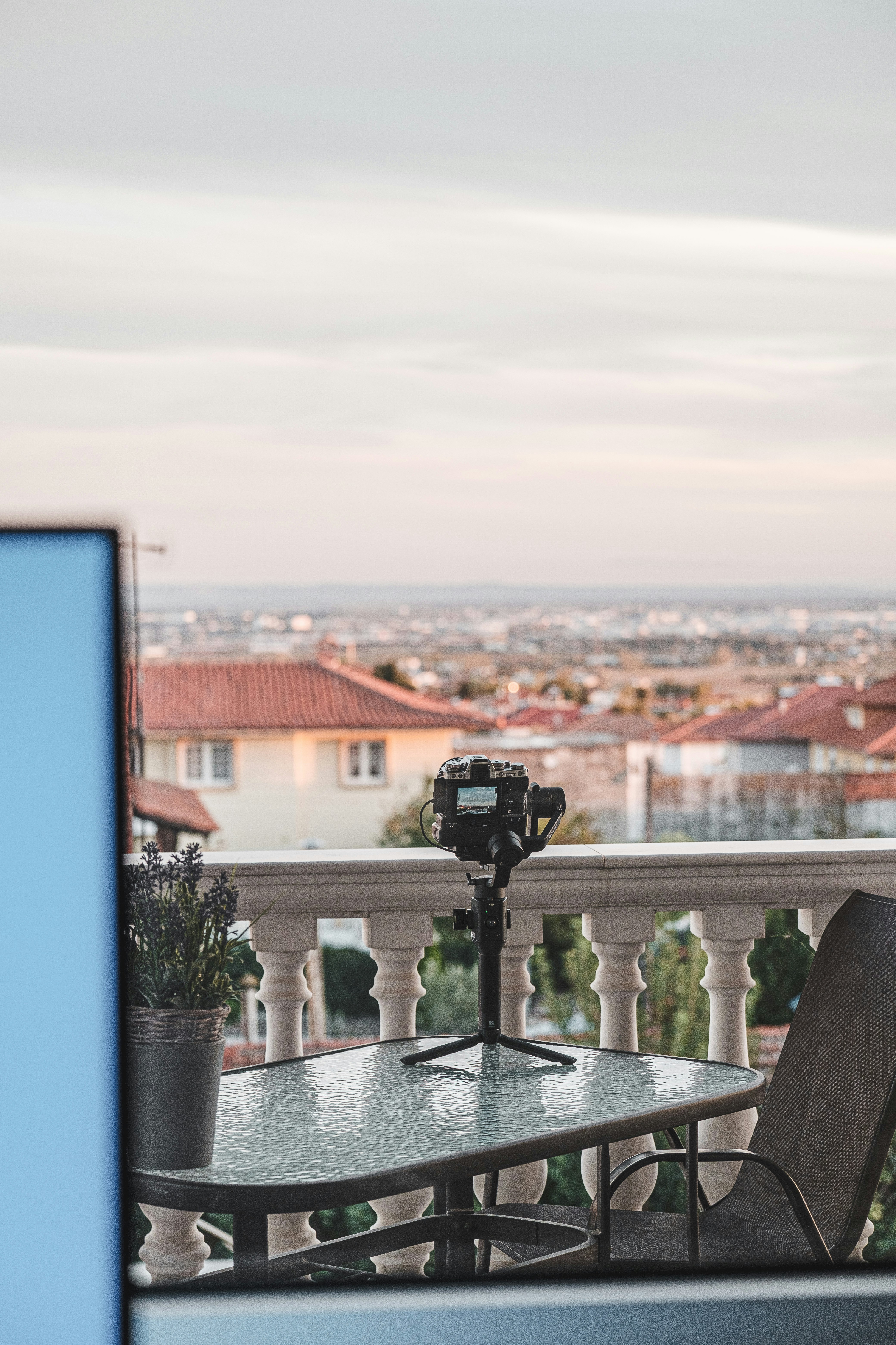 black camera on black table