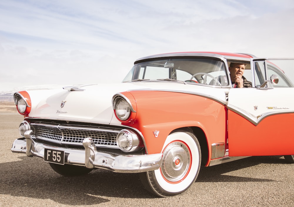 pink and white vintage car