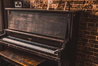 black and white upright piano
