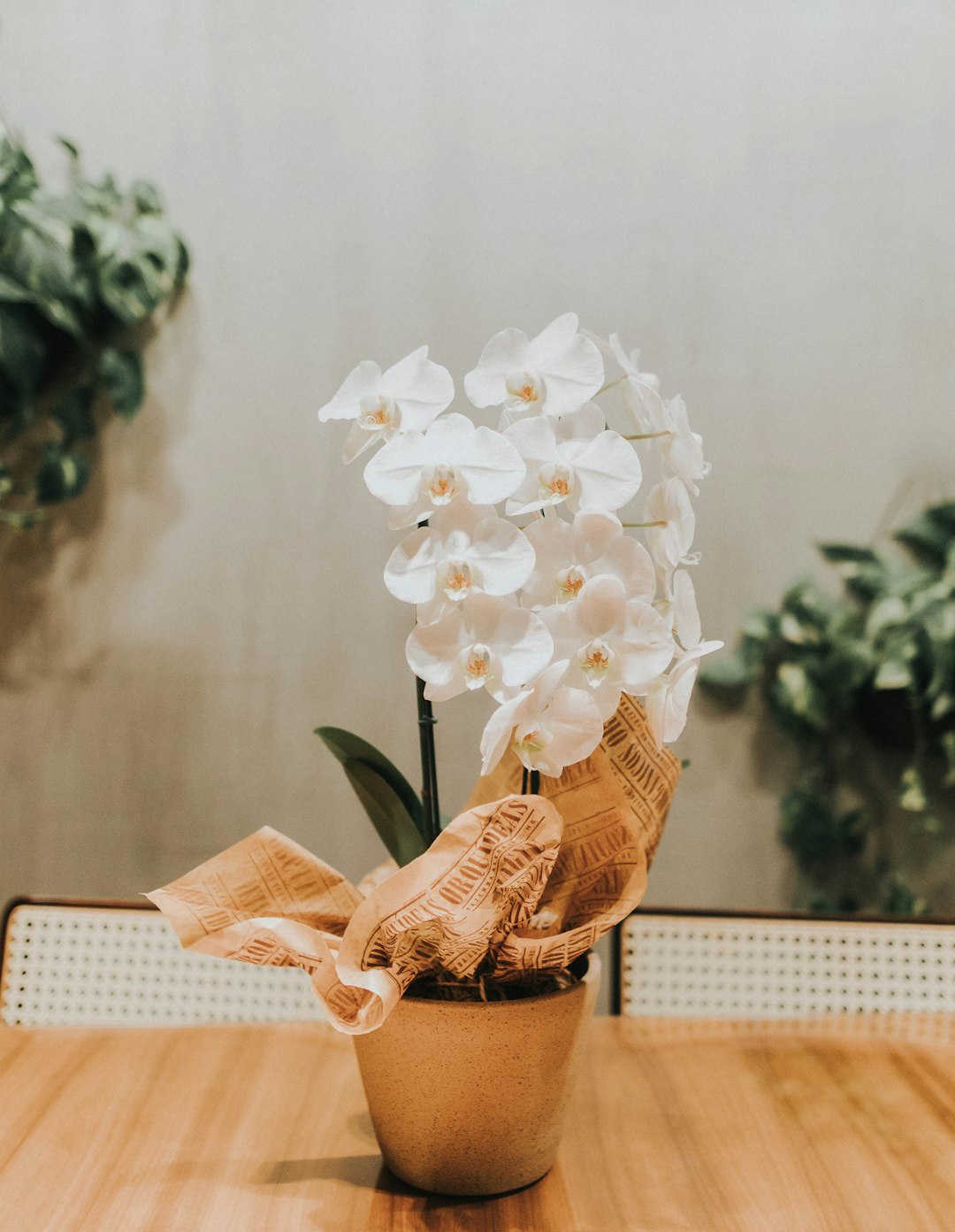 white flower bouquet on brown woven basket