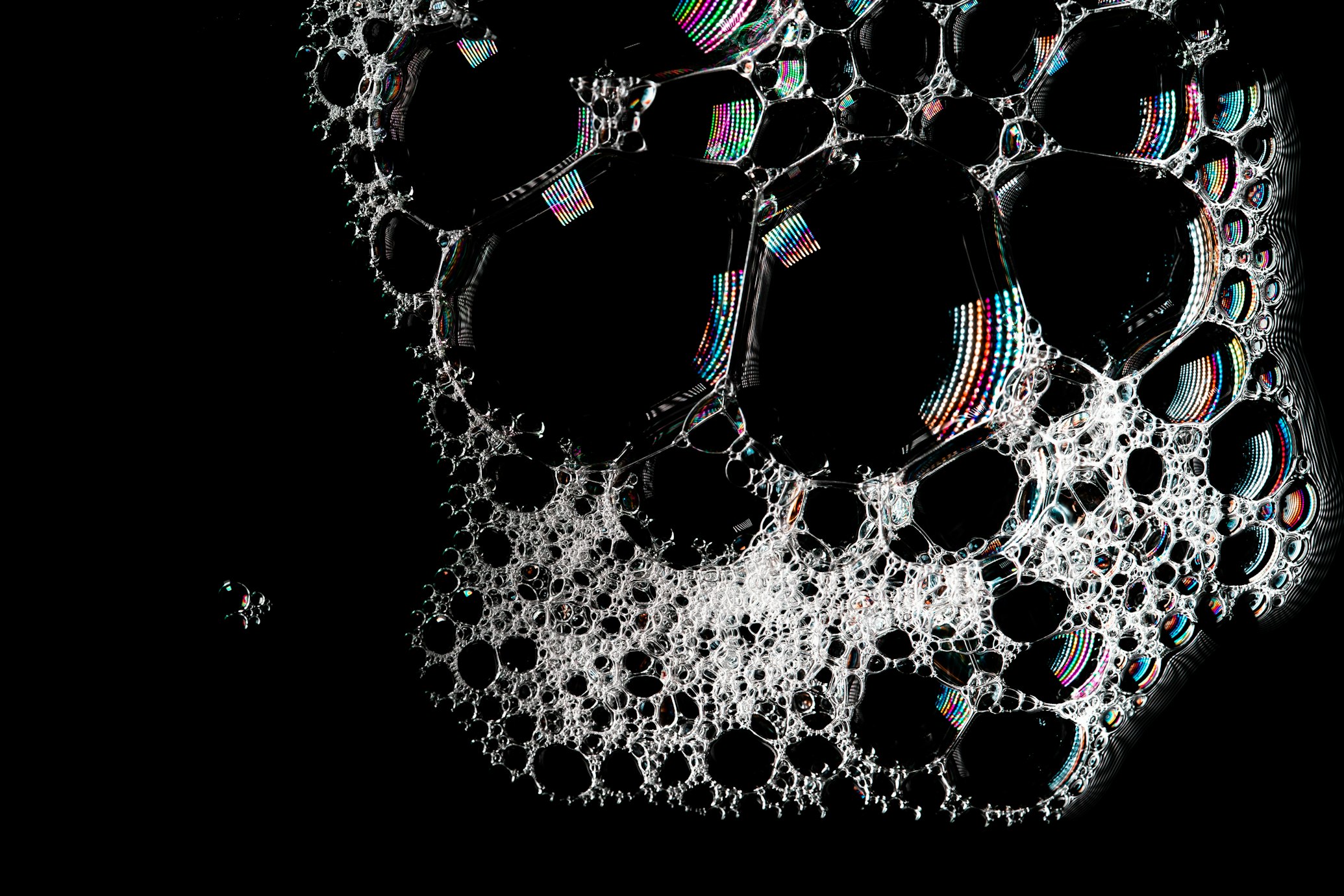 soap bubbles on black background