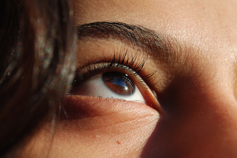 persons blue eyes and black hair