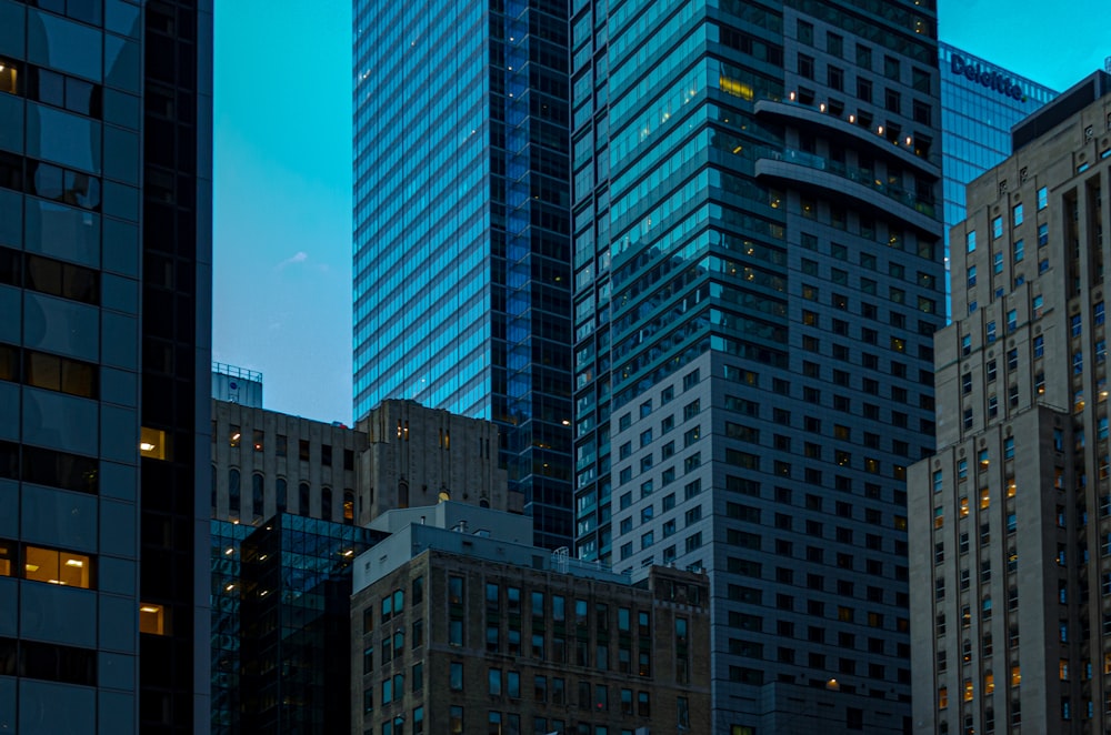 青と白のコンクリートの建物