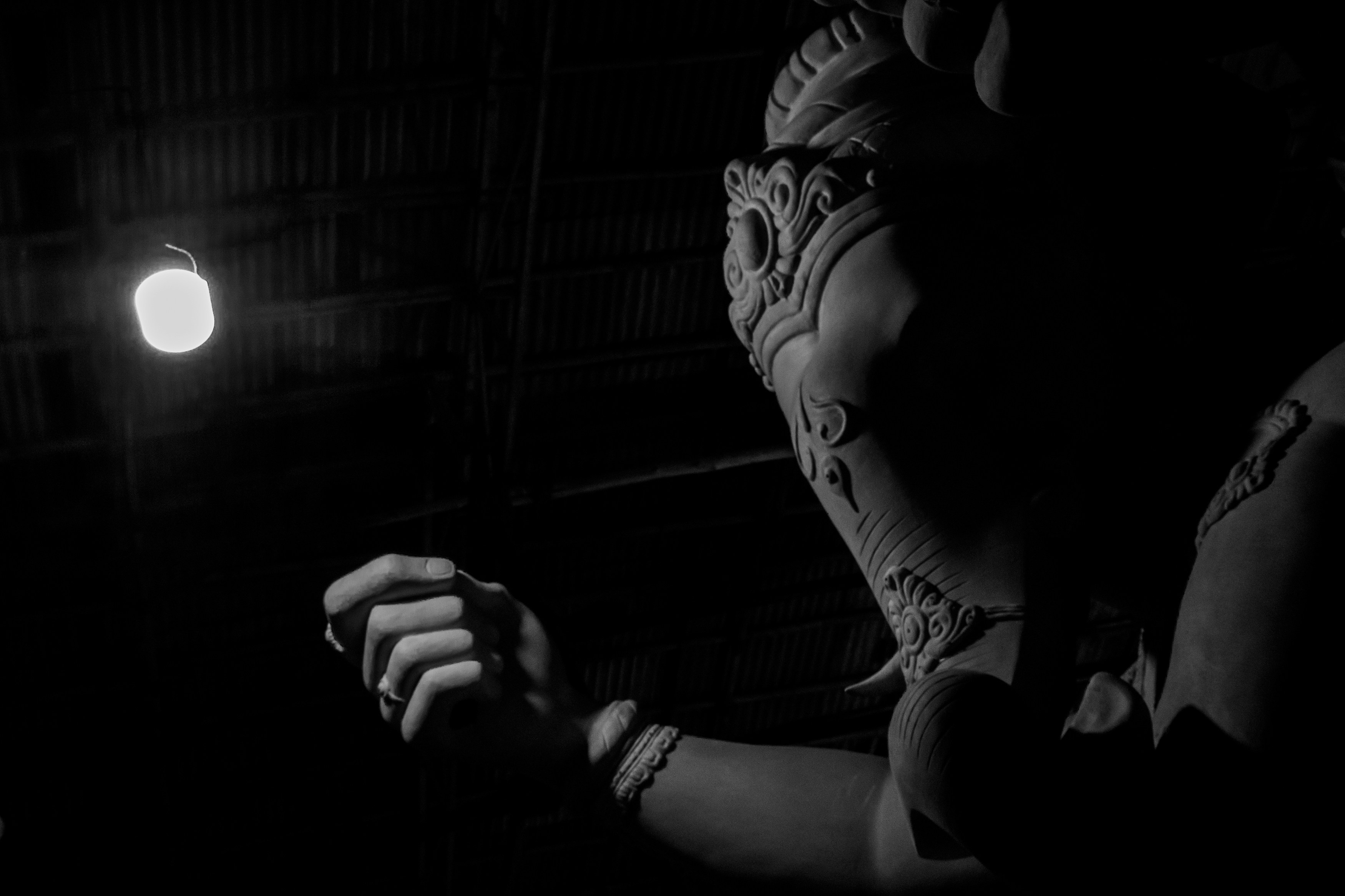 A beautiful idol of Lord Ganesha on display at a workshop in Mumbai