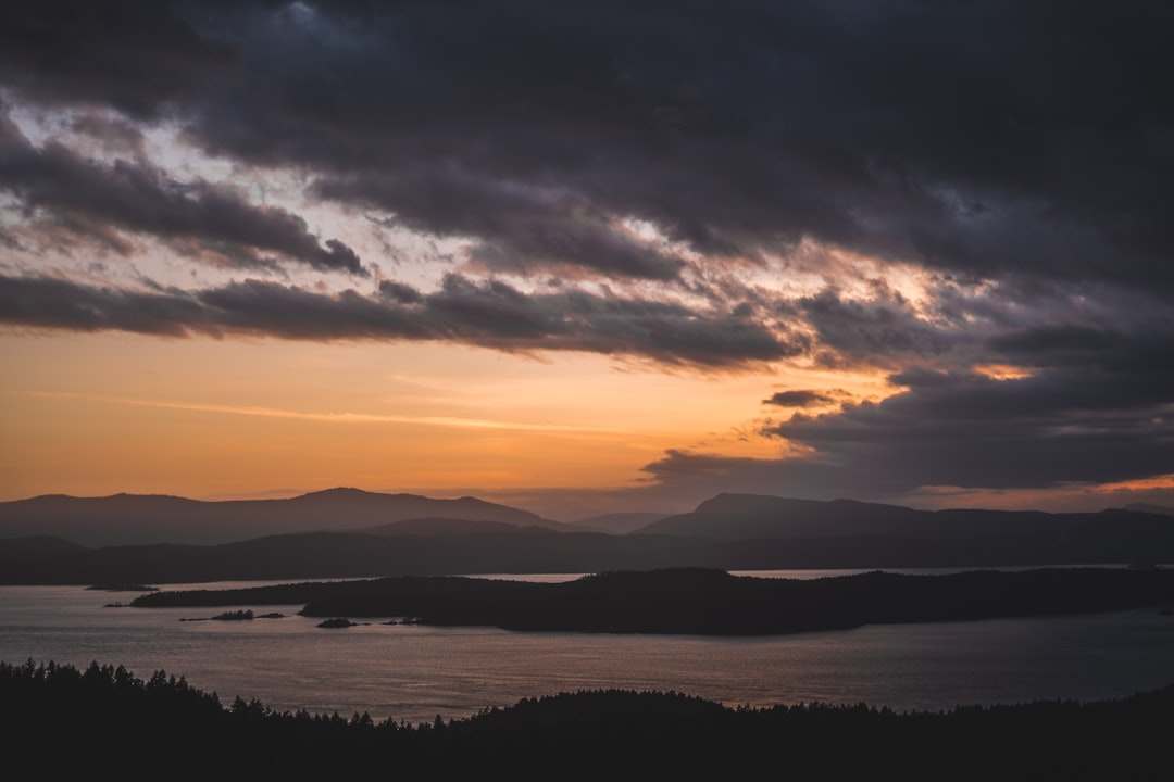 silhouette of mountains during sunset