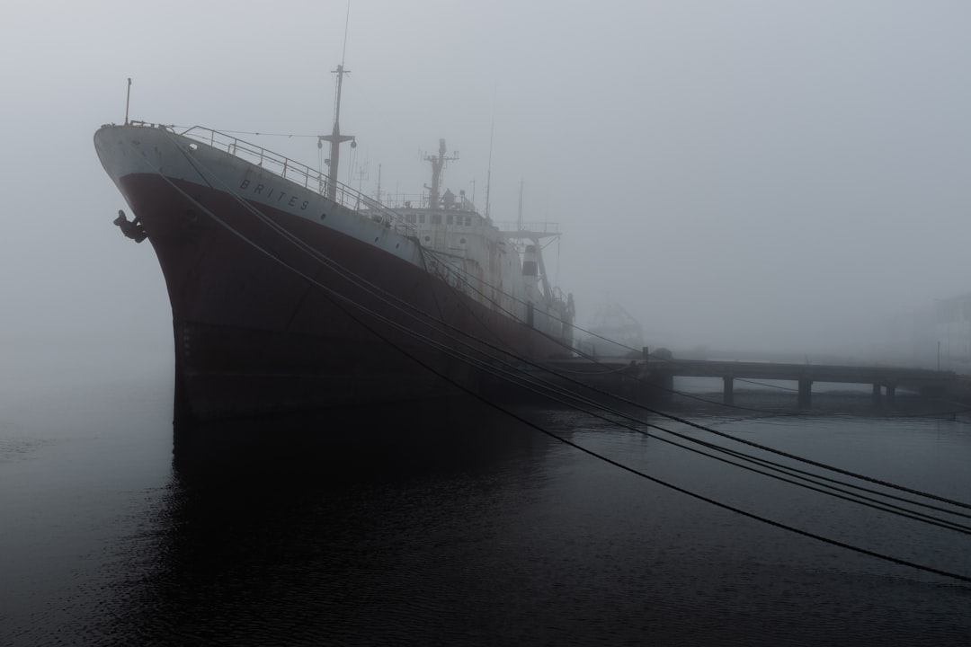 white ship on sea under white sky during daytime