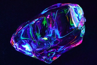 blue and purple glass container
