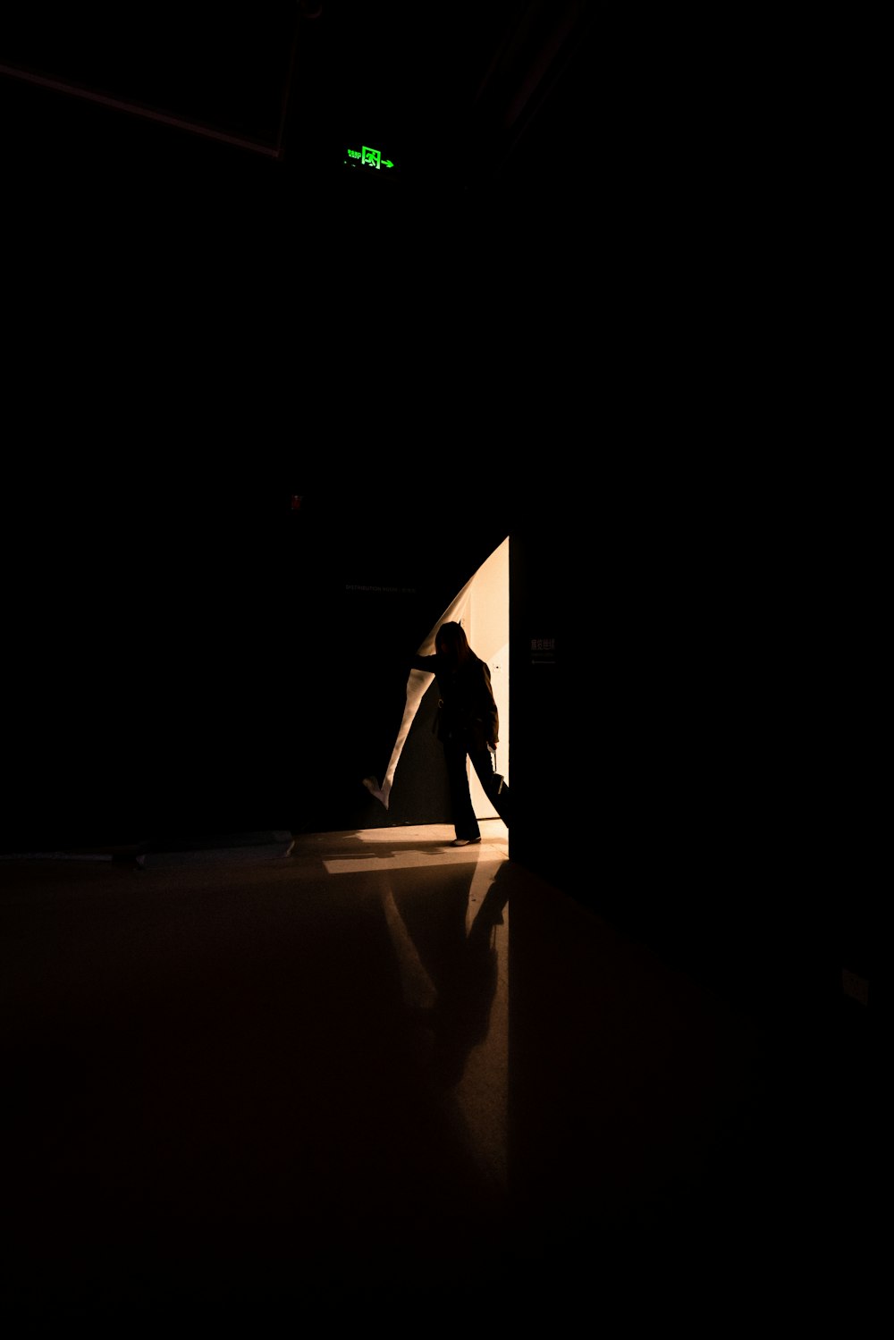 woman in black dress standing on stairs