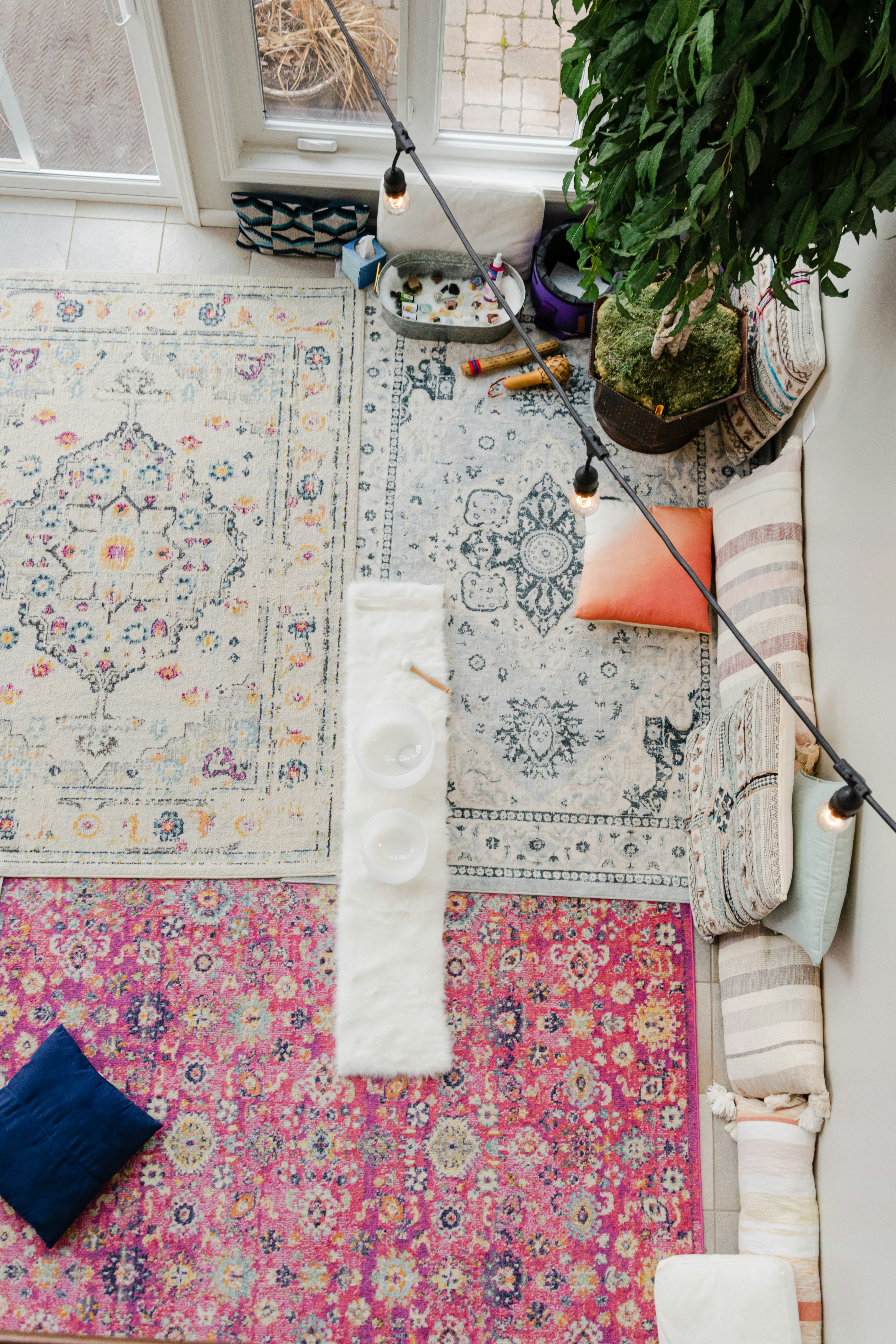 white and pink floral textile