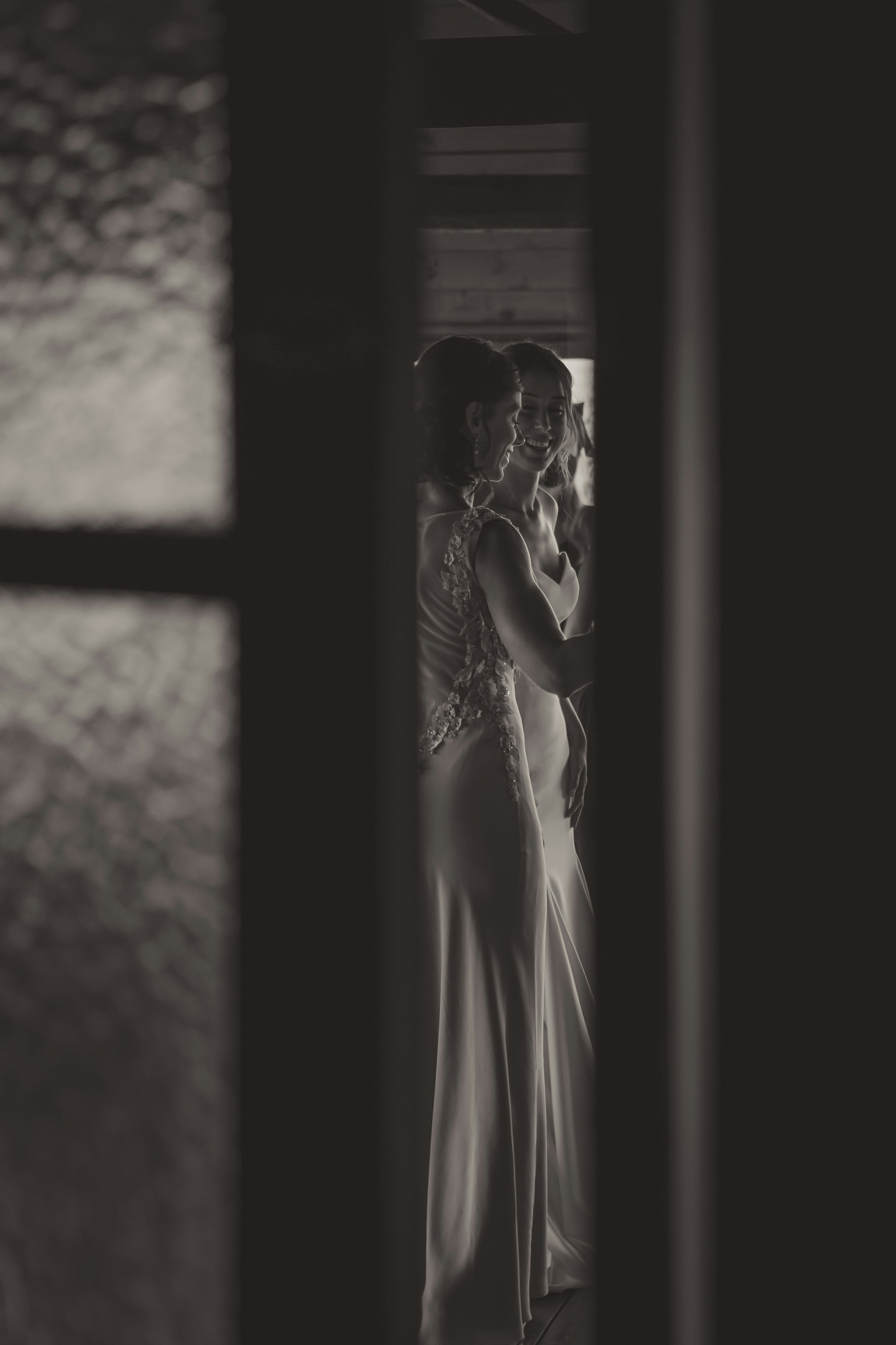 grayscale photo of woman in dress