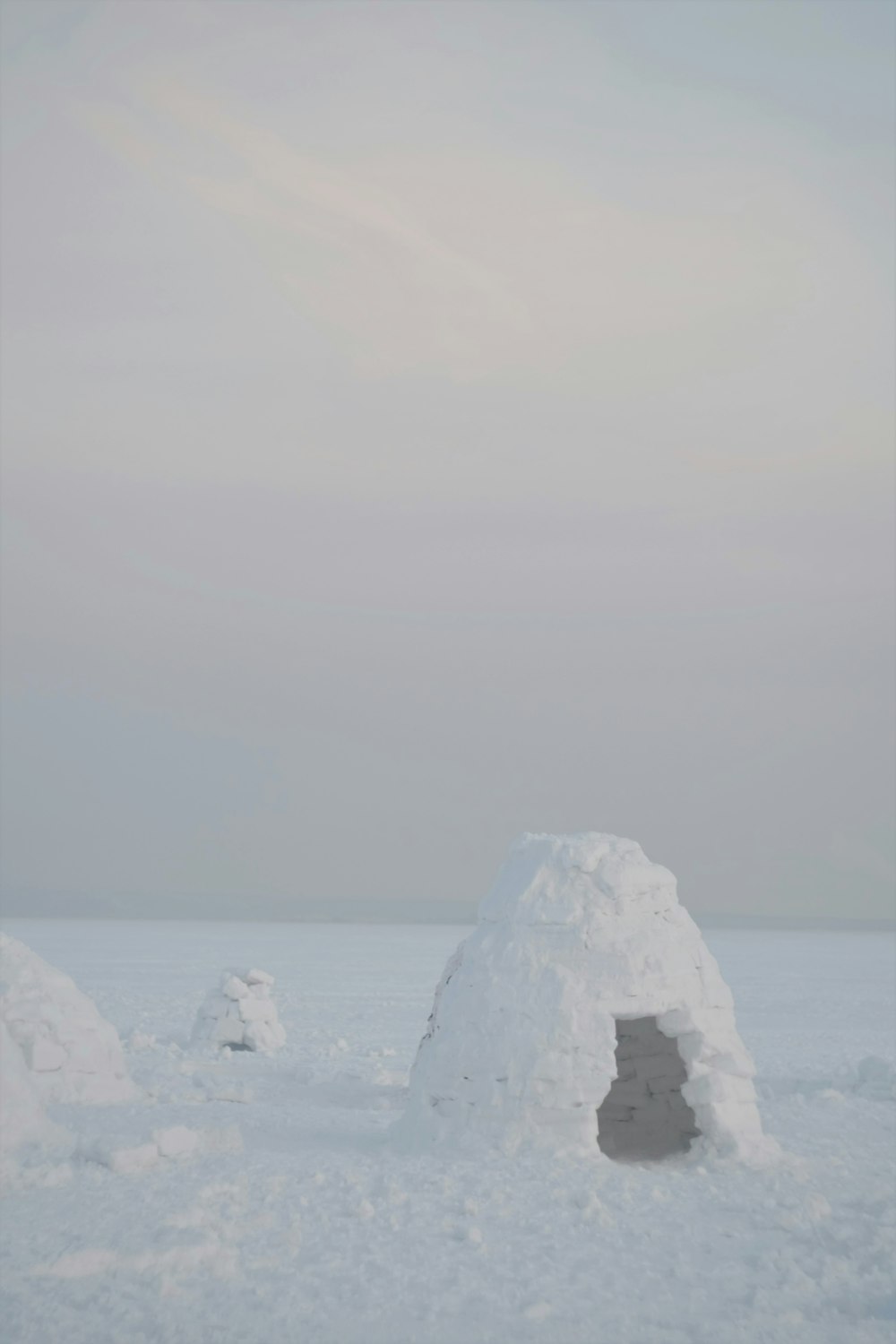 ice blocks on white snow