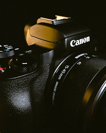 A close-up of a camera capturing a dramatic scene.