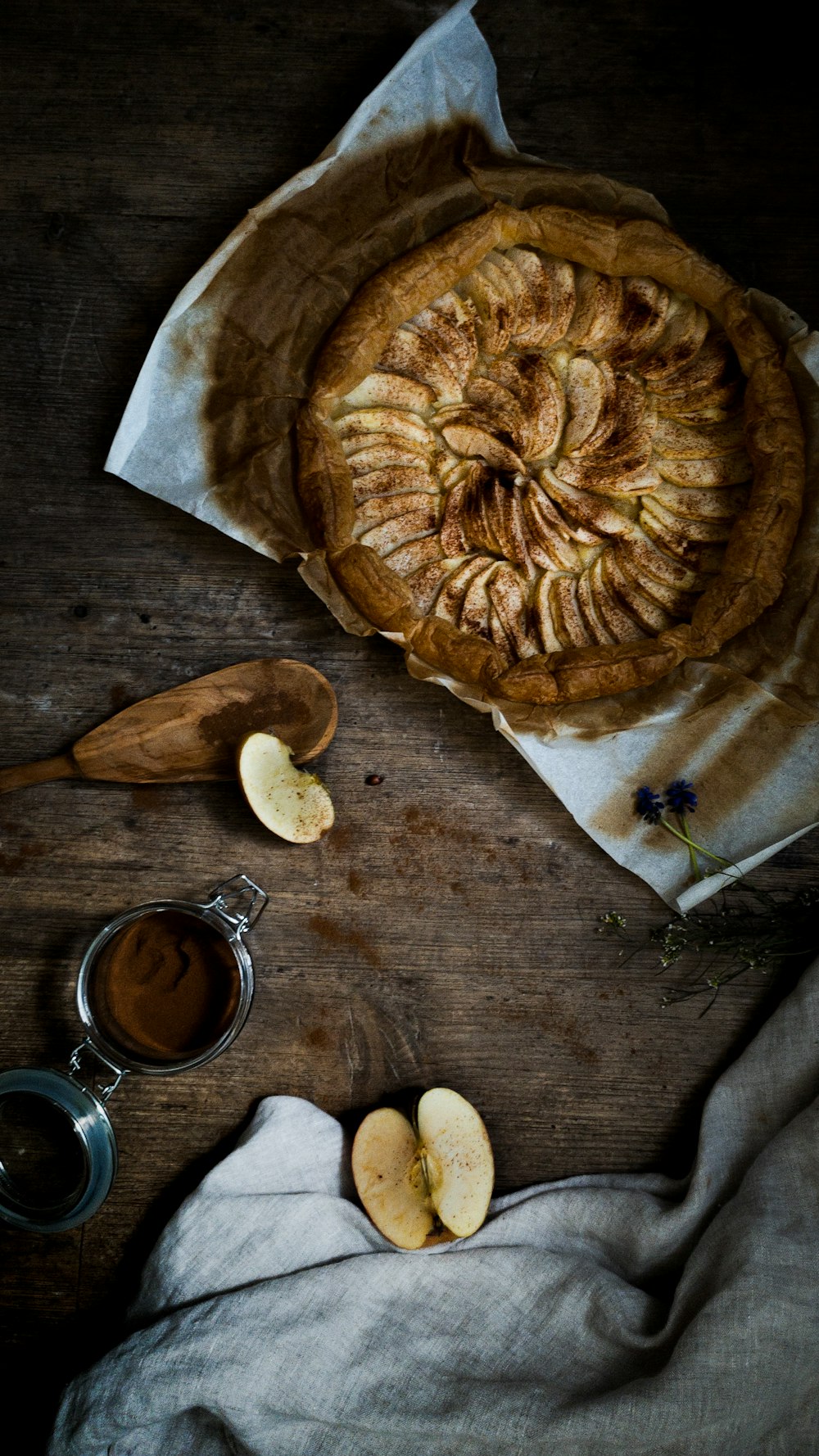 brown pie on brown wooden table