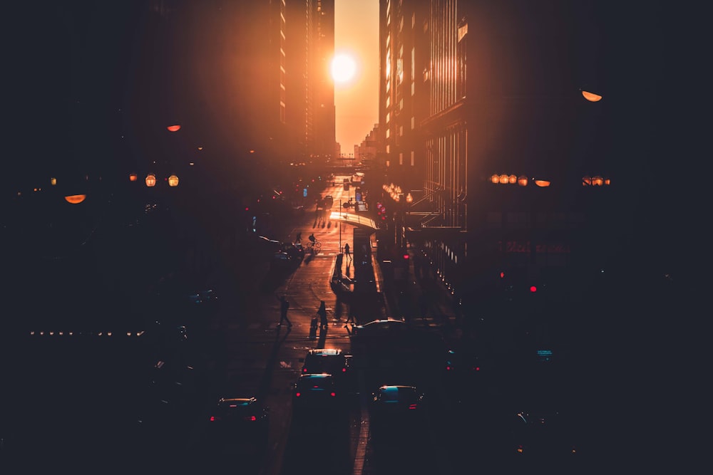 man and woman standing on the street during night time