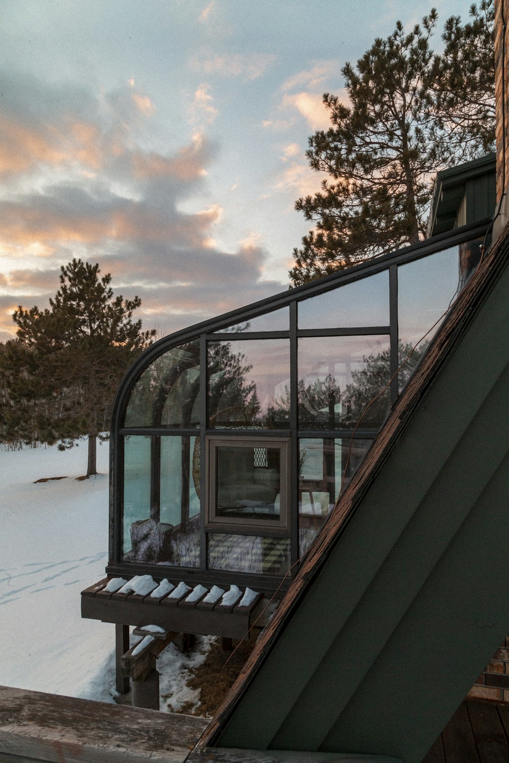 black wooden framed glass window