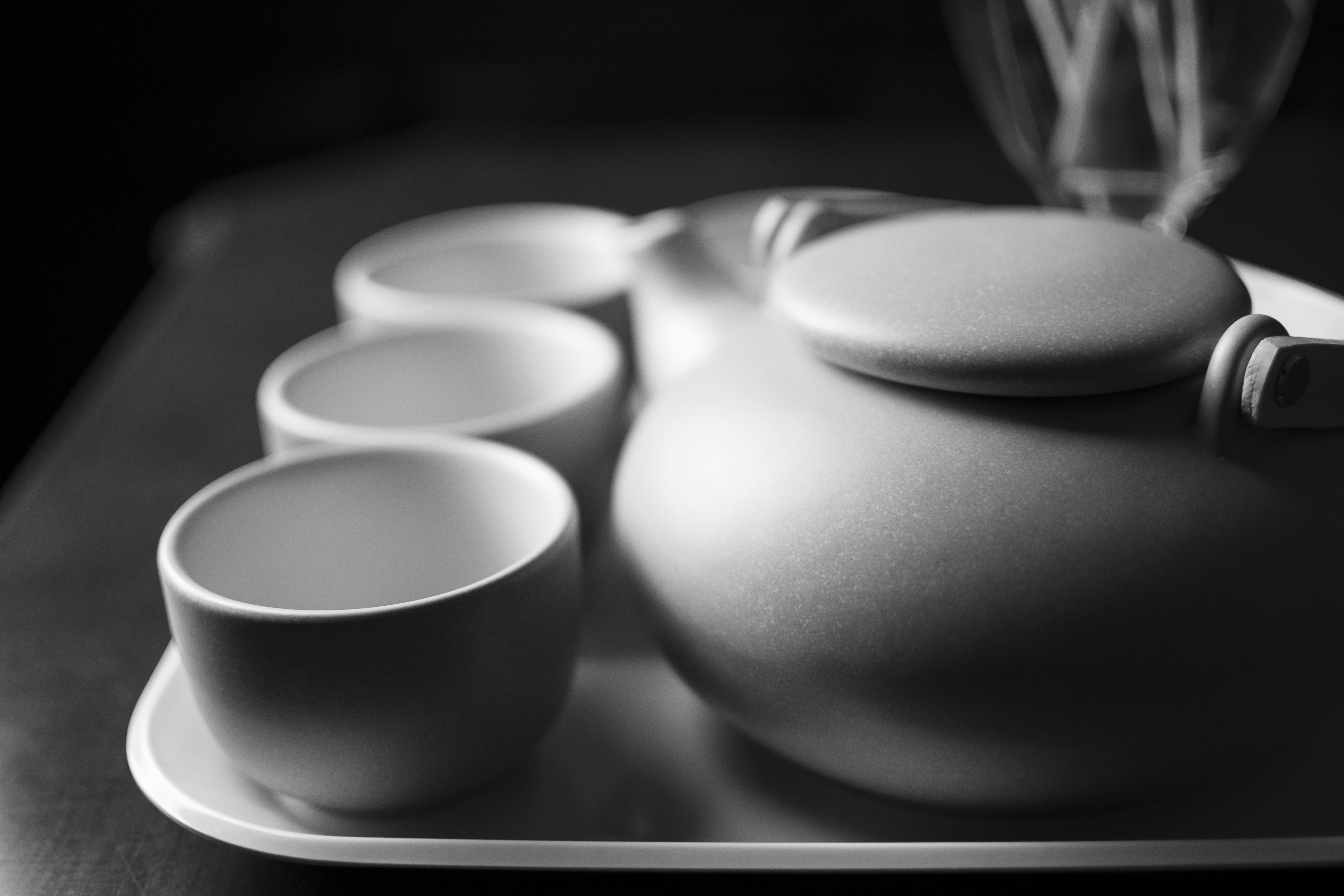 white ceramic teapot on table