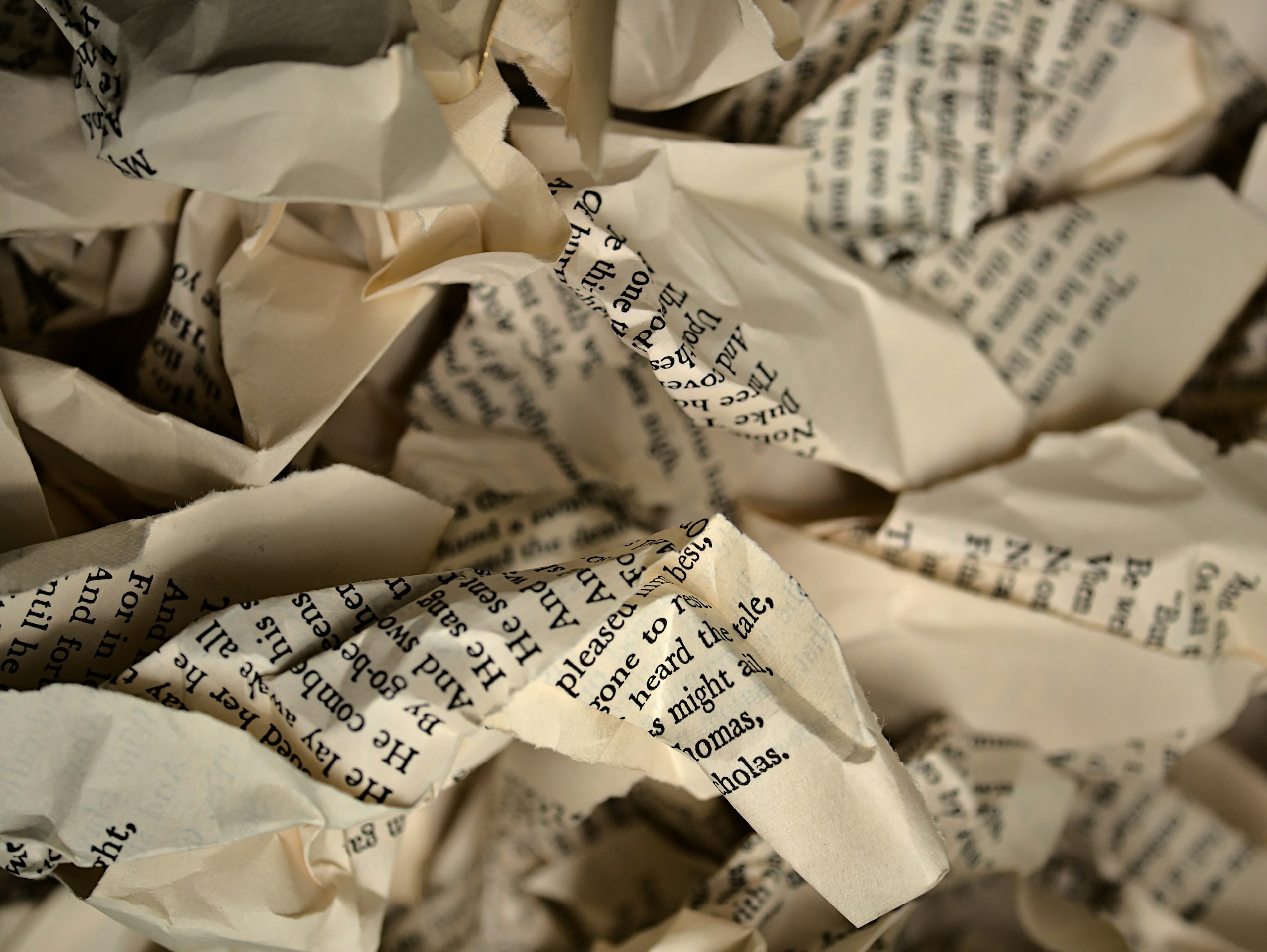 a photo of crumpled pages