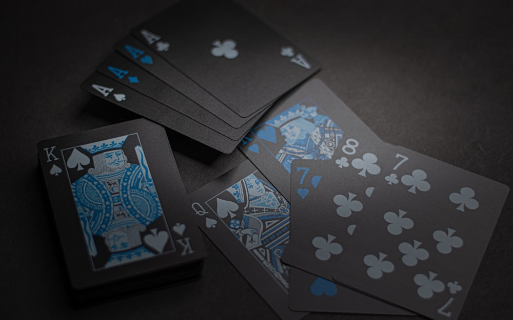 blue and white playing cards