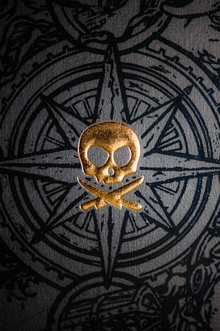 A glowing golden Freemason compass and square emblem set against a dark cosmic background with subtle star patterns.