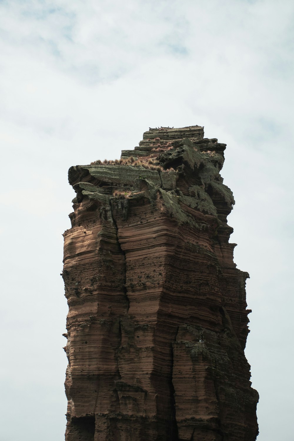 brown rock formation under white sky during daytime