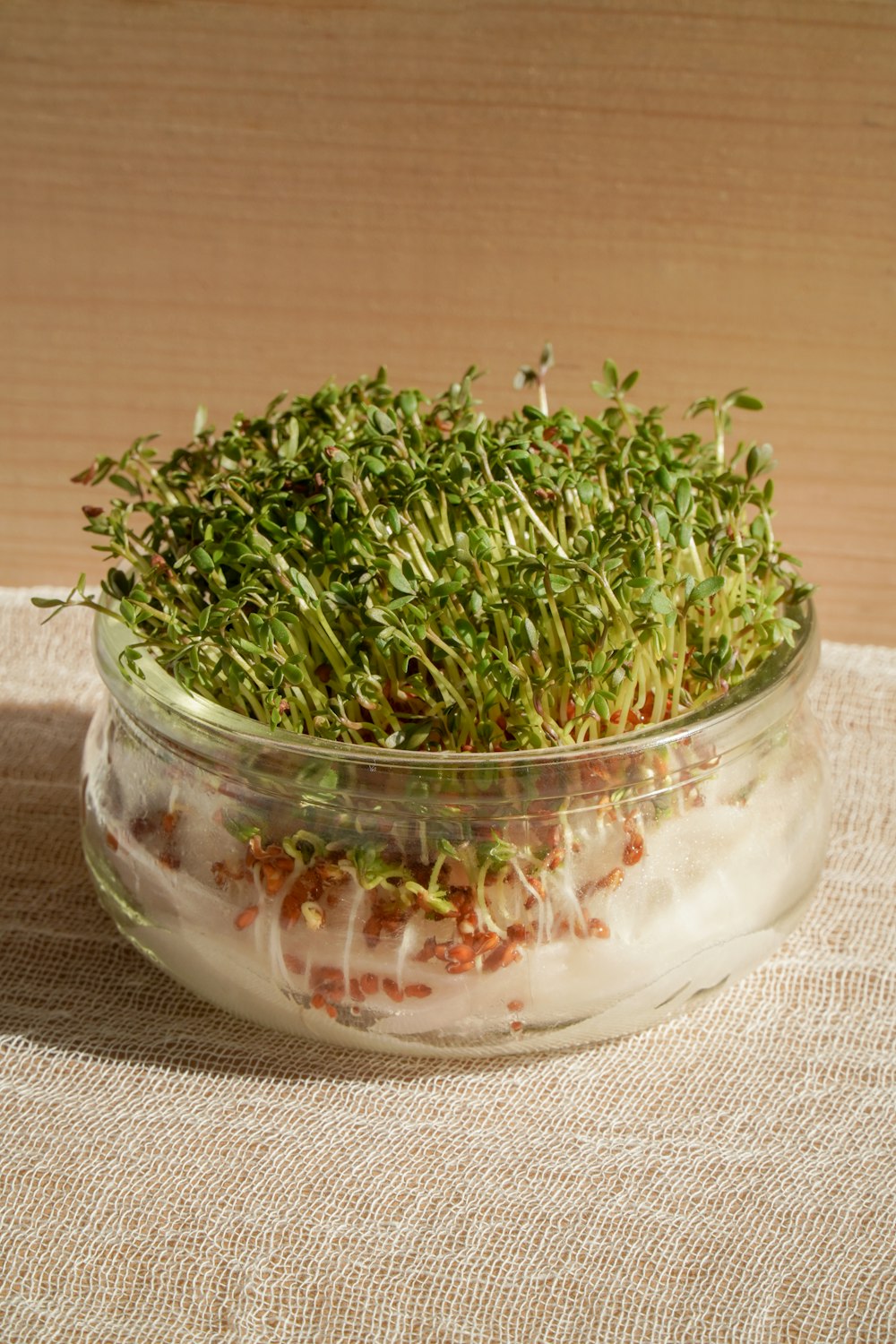 green vegetable in clear glass bowl