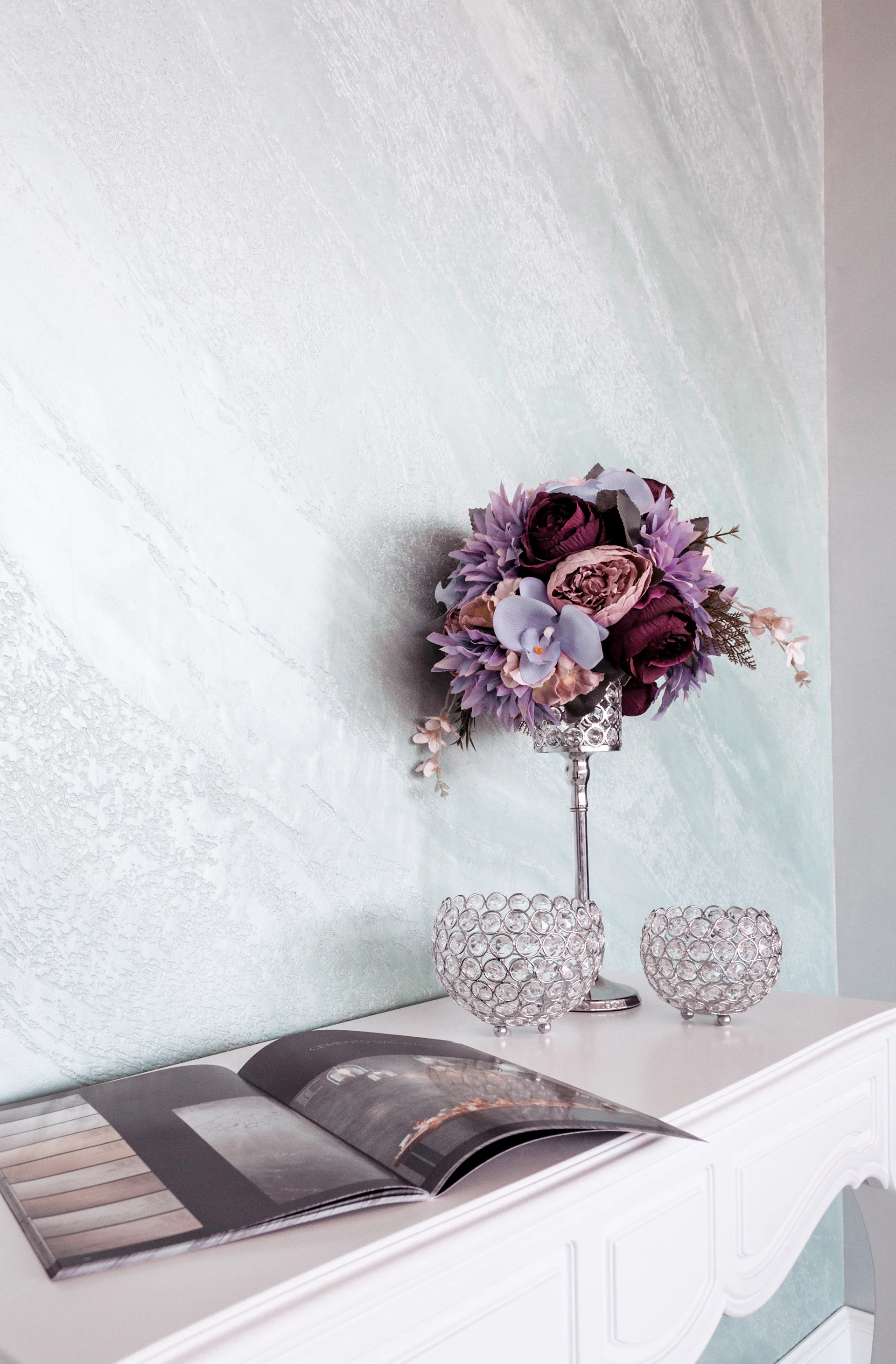 pink and white flowers in clear glass vase