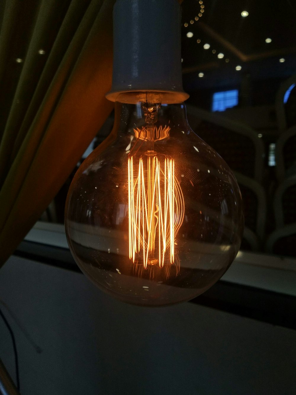 brown glass bottle with light