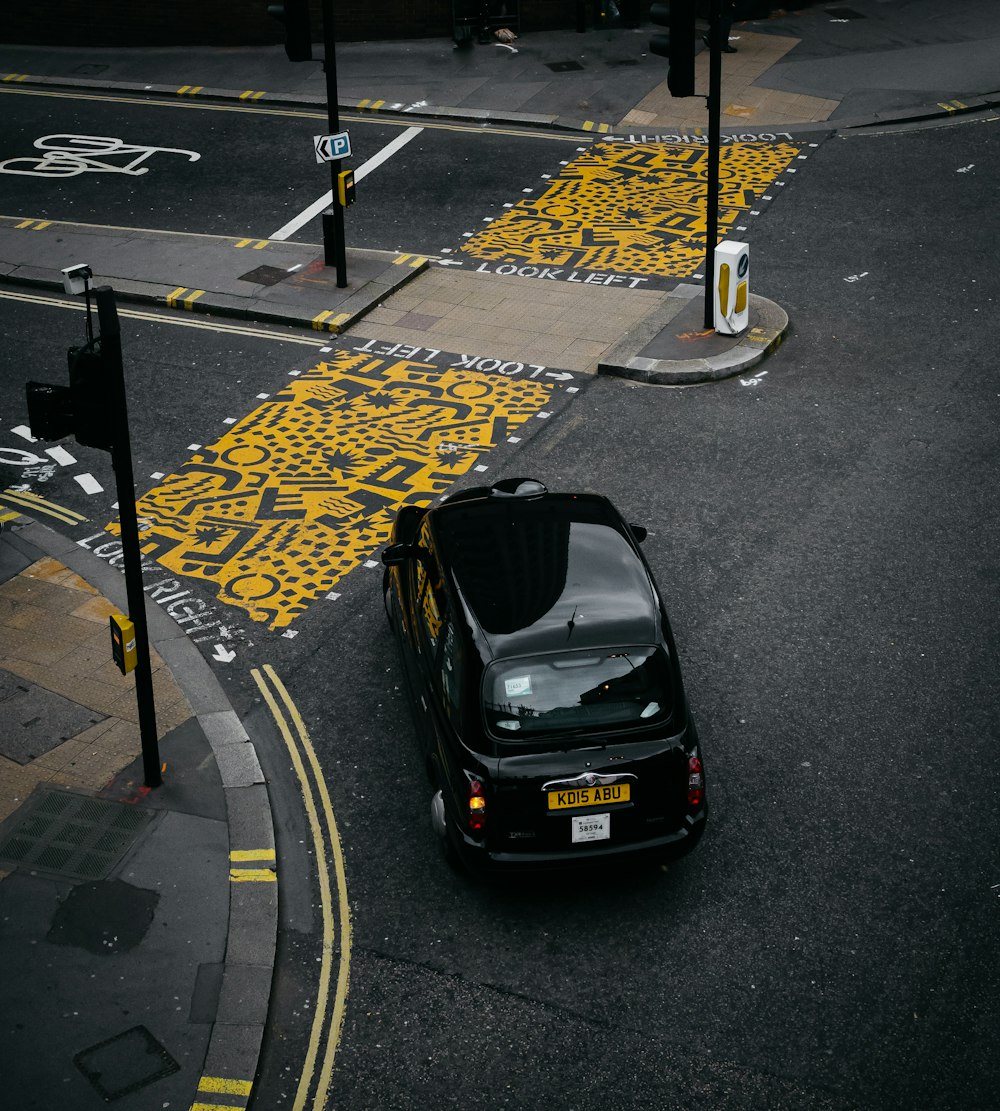 black car on the road