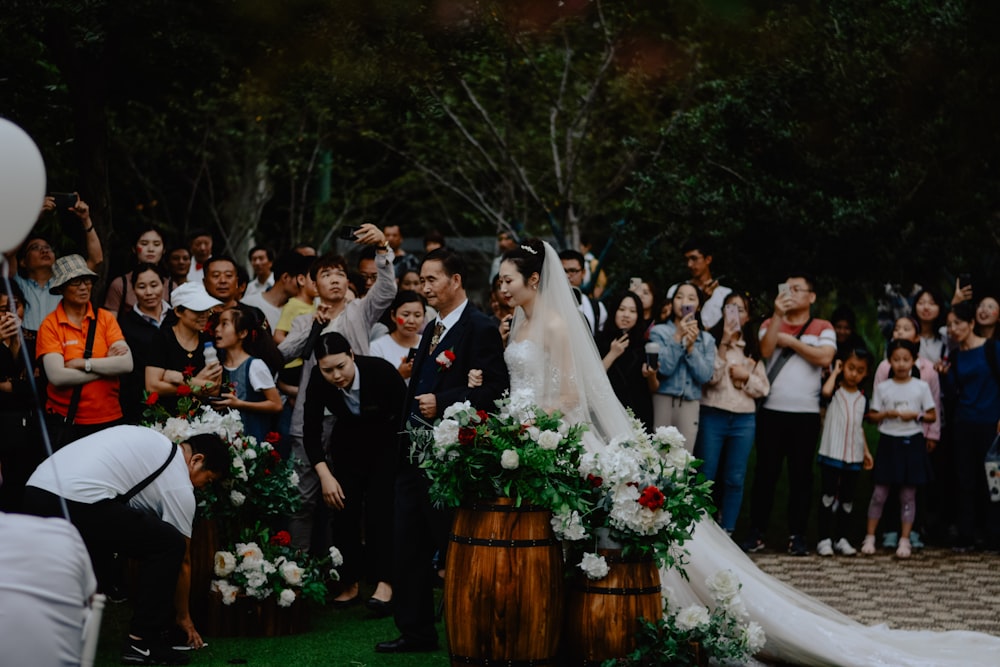 bride and groom dancing on stage