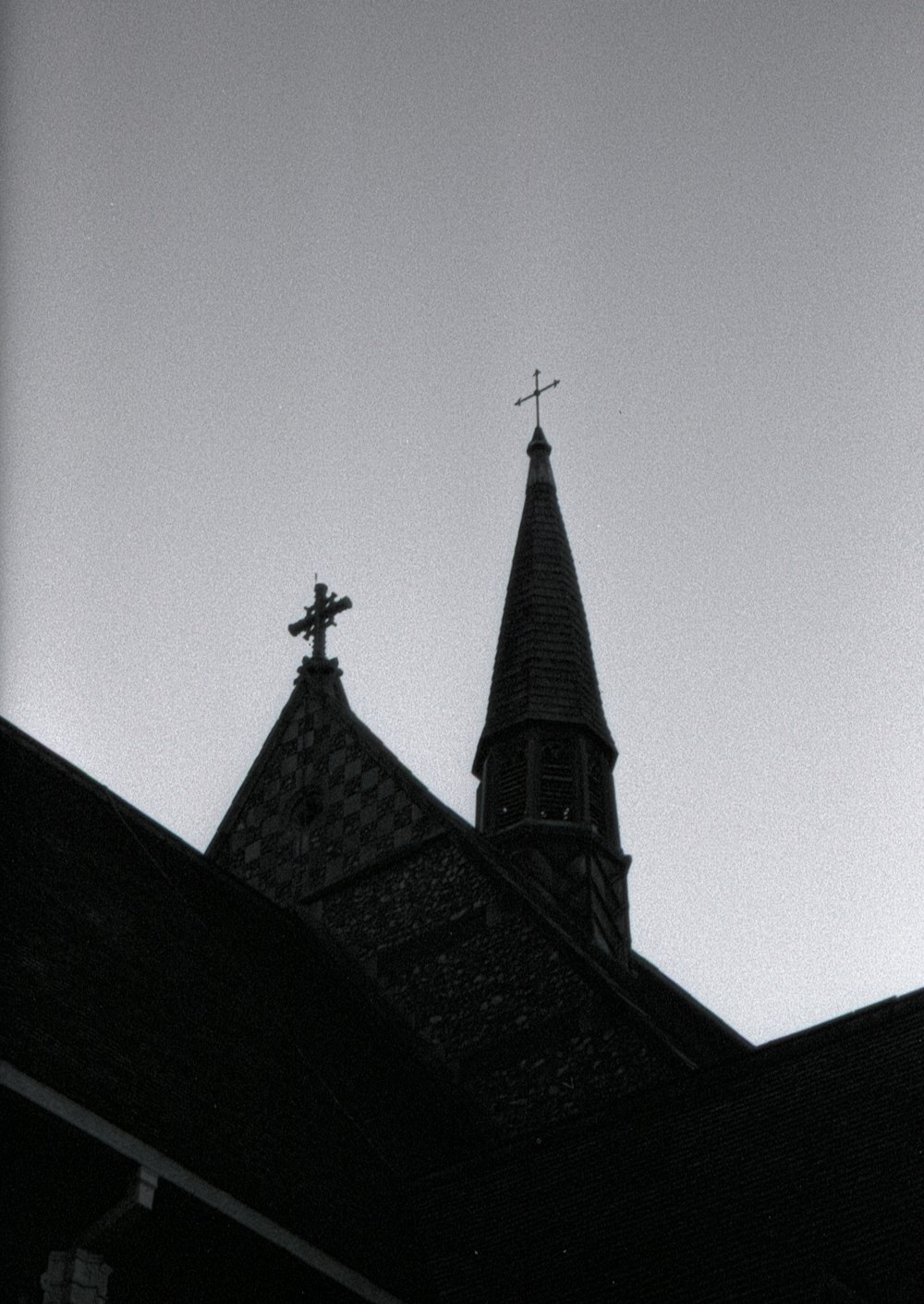 black and white cathedral under white sky