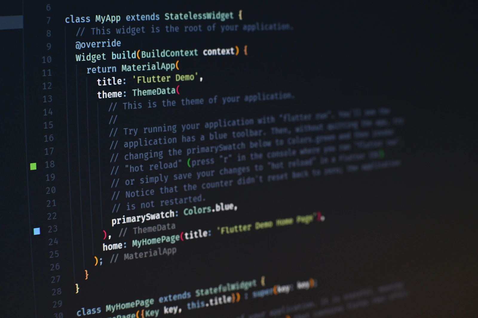 Close-up of code in a dark-themed editor