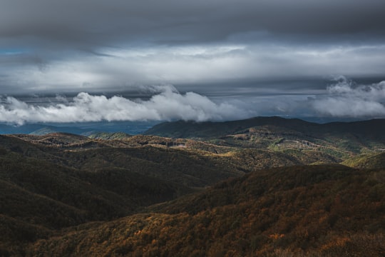 green and brown mountains under white clouds during daytime in Nógrád Hungary