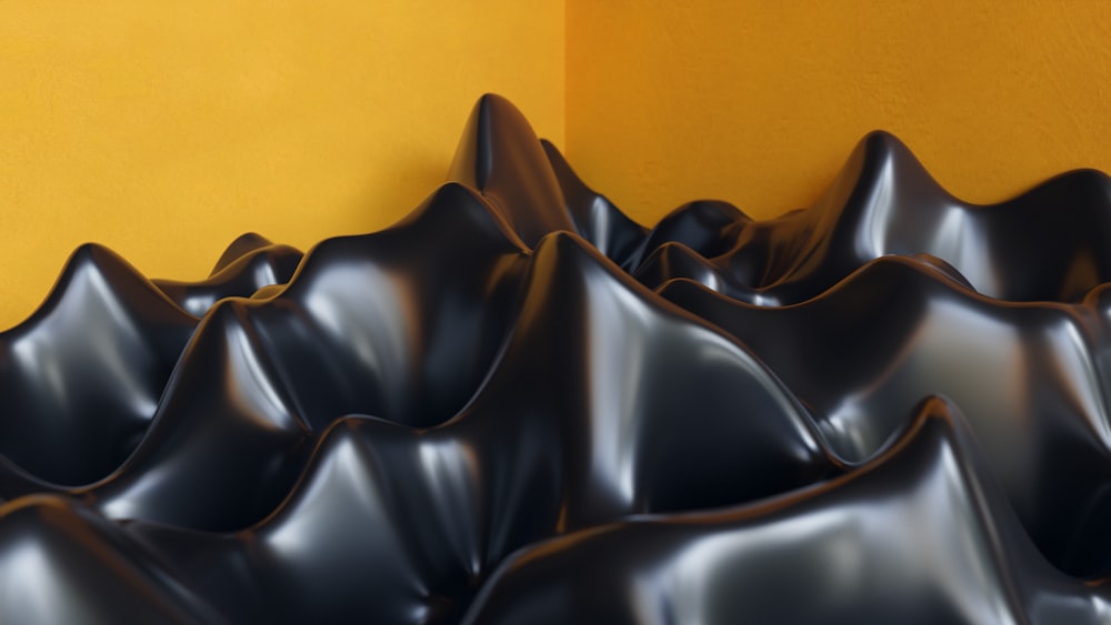 black leather textile near yellow wall