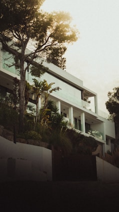 A beautiful exterior view of a contemporary house surrounded by greenery.